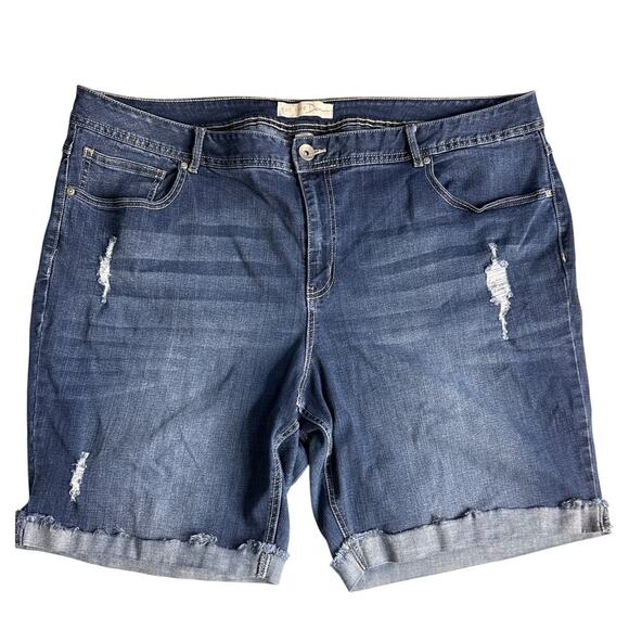 CATO Distressed Denim Shorts Size 24W in Blue - Picture 1 of 6